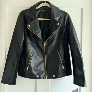 Marc New York Black faux Leather Jacket with Gold Accents